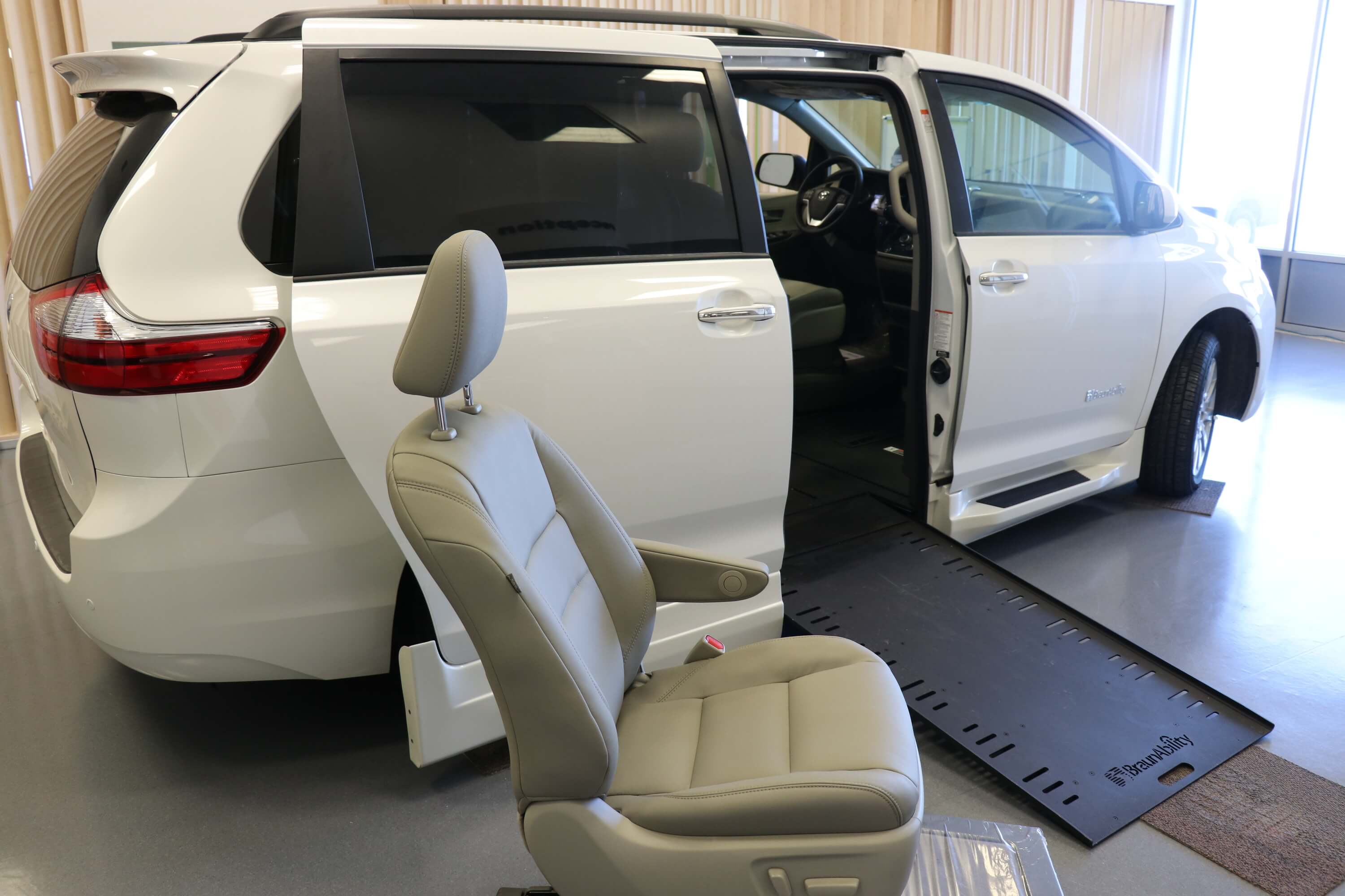 seat removed 2017 toyota sienna xle powered infloor conversion for easy access for wheelchair passenger ramp access available