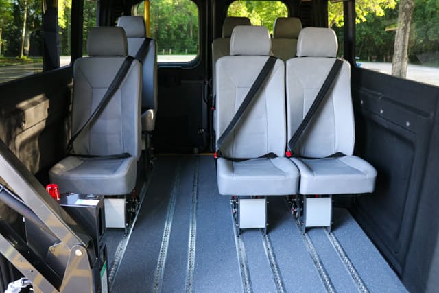 Removable AMF Paratransit seats on wheels