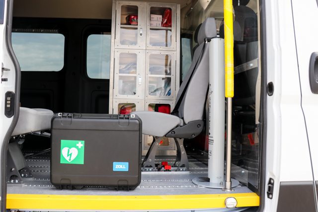 AED equipment in medical van