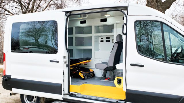 MoveMobility Mobile medical van with side sliding door open