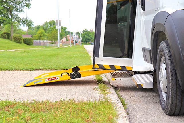 BraunAbility RA300 ramp installed in mobility van