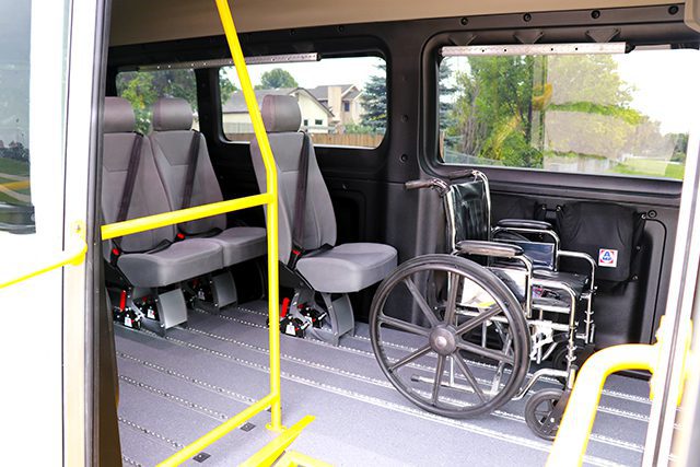 wheelchair and removable seats in a side entry wheelchair van