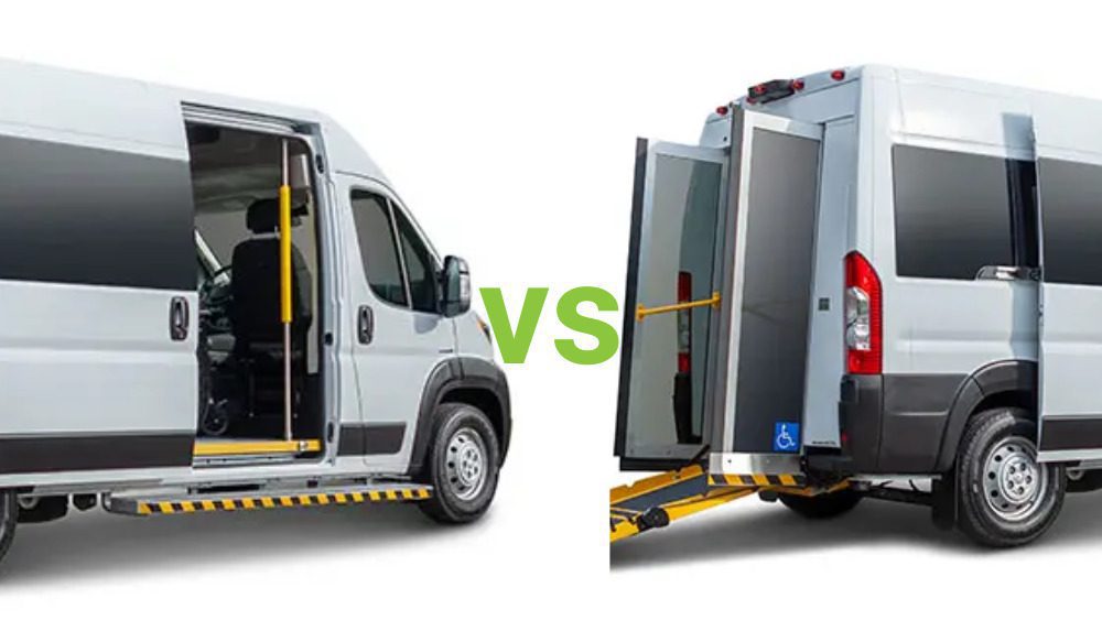 Rear entry vs. side entry full size wheelchair vans.