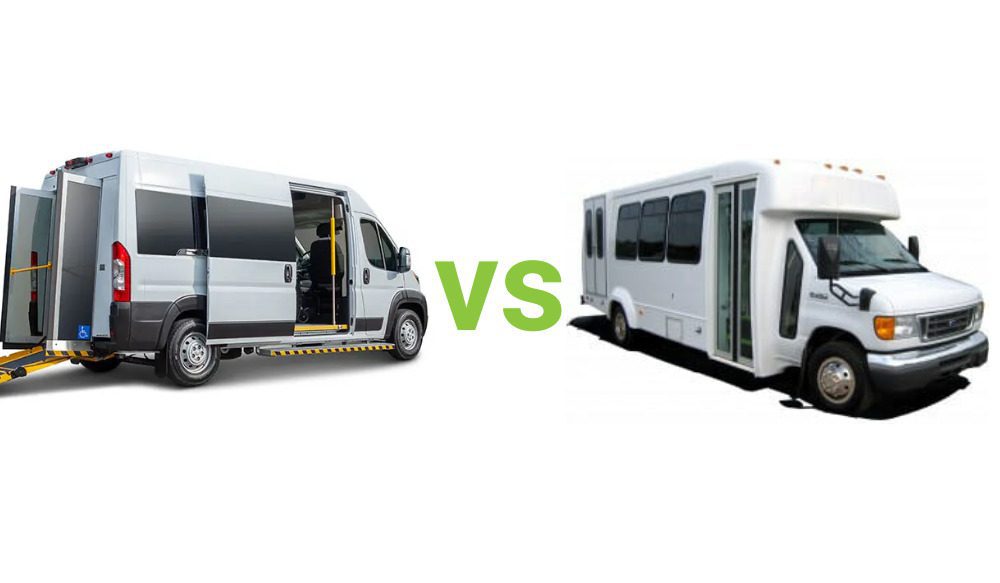 Full size wheelchair van vs. accessible bus.