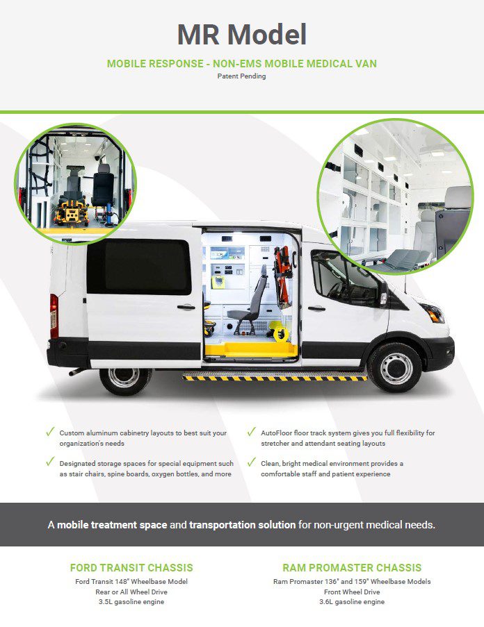 The first page of the Mobile Response van (MR Model) brochure.