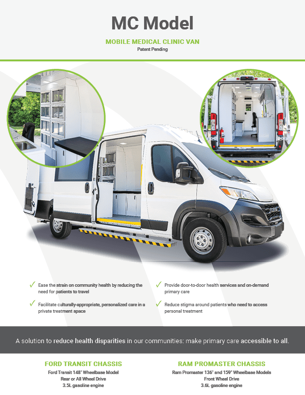 Front page of MoveMobility Mobile Clinic Van brochure